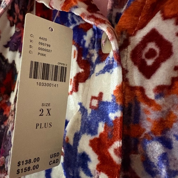 Anthropologie Pilcro The Hadley Velvet Relaxed Button-down Shirt in Pink Sz. 2X - Picture 12 of 14